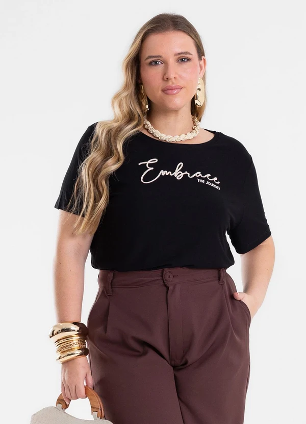 Secret Glam - Blusa Feminina com Bordado Preto