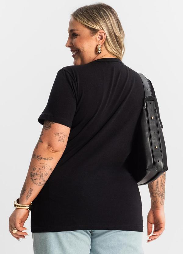 Rovitex - Blusa Feminina Cotton Manga Curta Preto 2