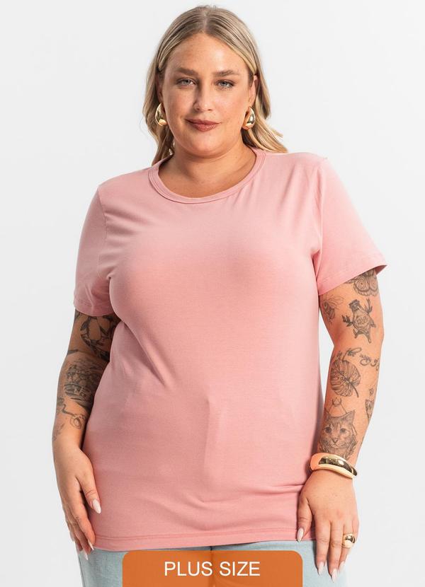 Rovitex - Blusa Feminina Cotton Manga Curta Rosa