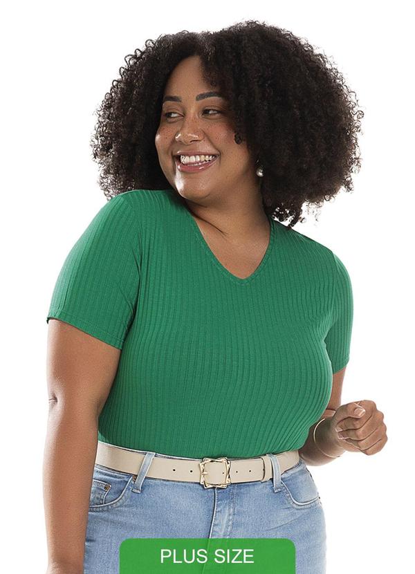 Habana - Blusa Feminina de Manga Curta Plus Size Verde 1
