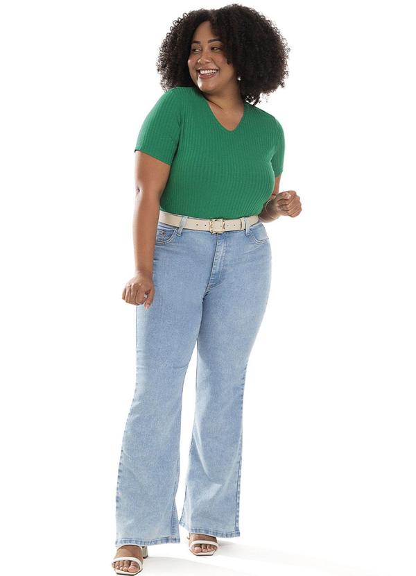 Habana - Blusa Feminina de Manga Curta Plus Size Verde 2