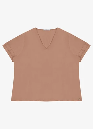 Secret Glam - Blusa Feminina Decote V Viscose Marrom - SECRET GLAM