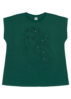 Malwee - Blusa Feminina em Malha Plus Verde Esmeralda - MALWEE