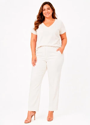 Secret Glam - Blusa Feminina em Visco Tricot e Ribana Bege - SECRET GLAM