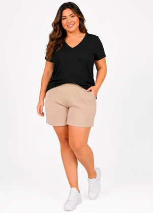 Secret Glam - Blusa Feminina em Visco Tricot e Ribana Preto - SECRET GLAM