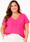 Secret Glam - Blusa Feminina em Visco Tricot e Ribana Rosa - variação: Rosa