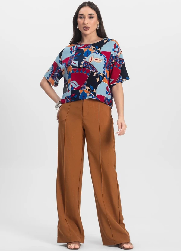 Infinita Cor - Blusa Feminina Estampada Azul 3