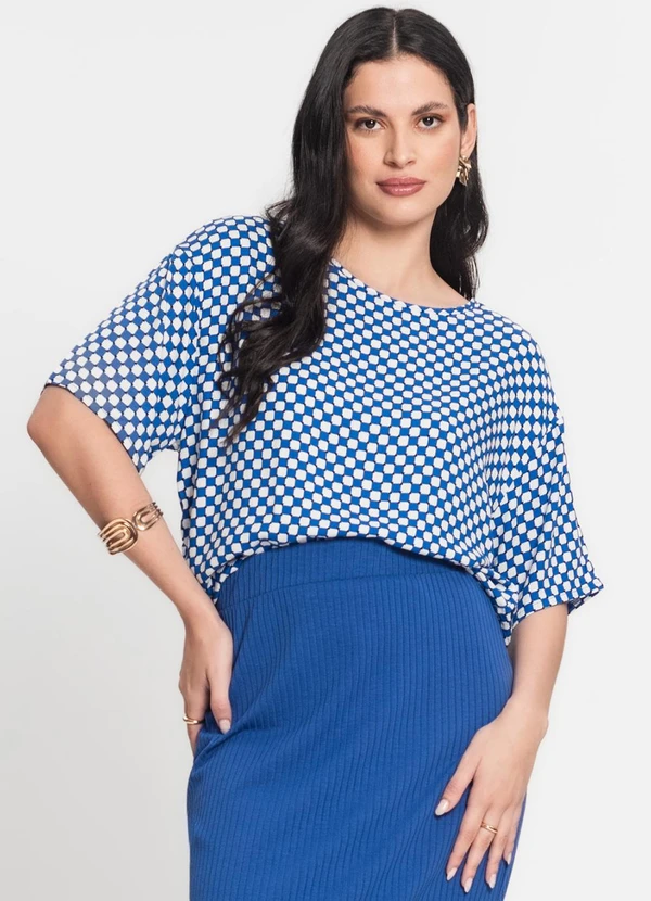 Infinita Cor - Blusa Feminina Estampada Infinita Cor Azul 4