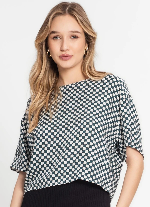 Infinita Cor - Blusa Feminina Estampada Verde