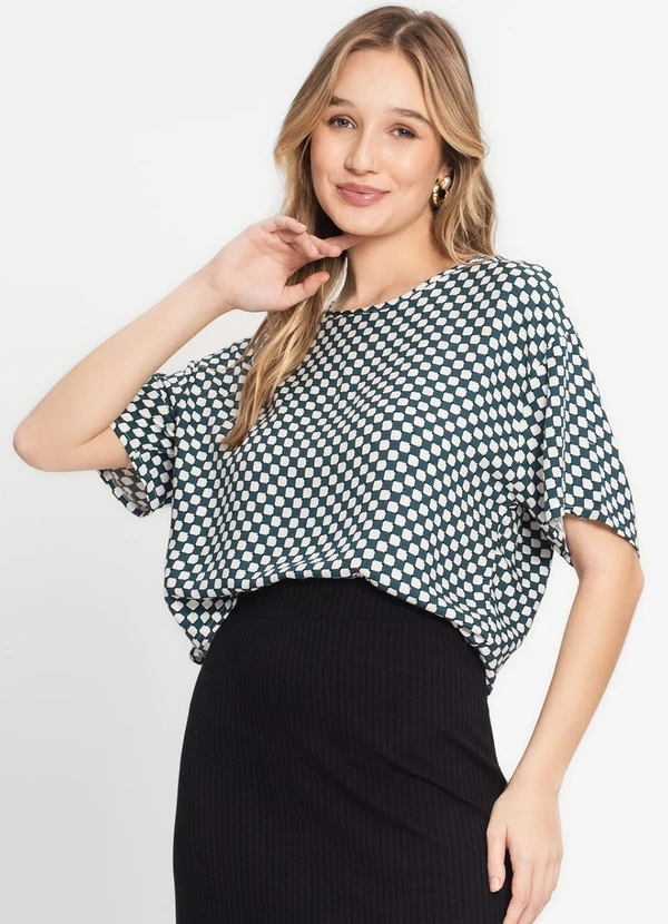 Infinita Cor - Blusa Feminina Estampada Verde 4