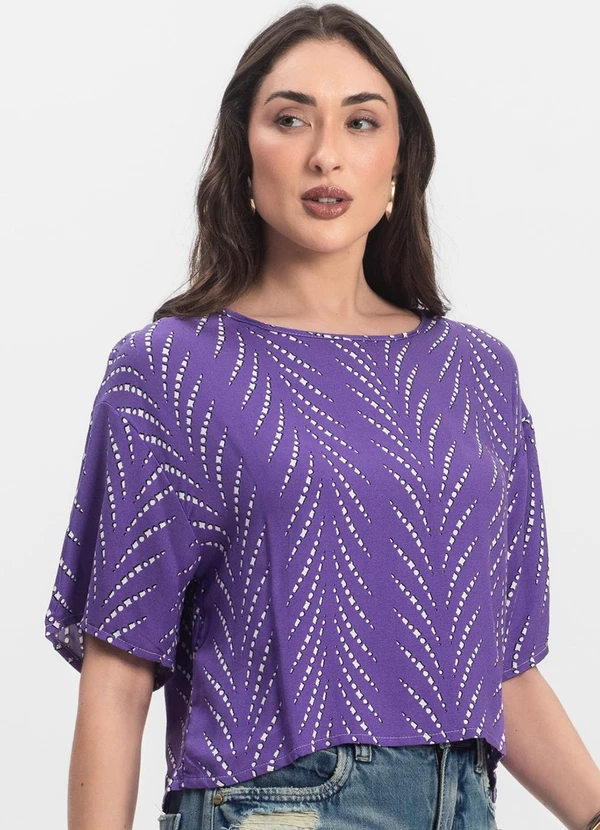 Infinita Cor - Blusa Feminina Estampada Lilás