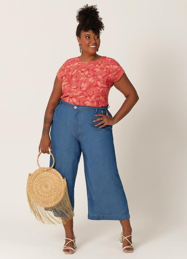 Habana - Blusa Feminina Estampada Plus Rosa 2