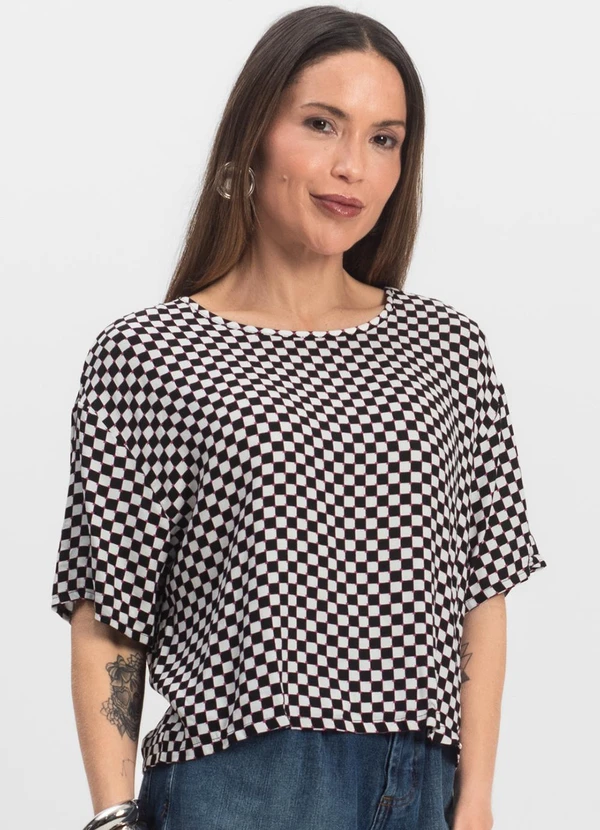 Infinita Cor - Blusa Feminina Estampada Preto