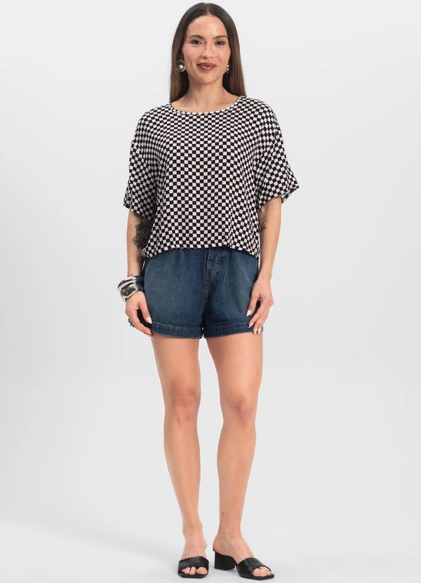 Infinita Cor - Blusa Feminina Estampada Preto 3