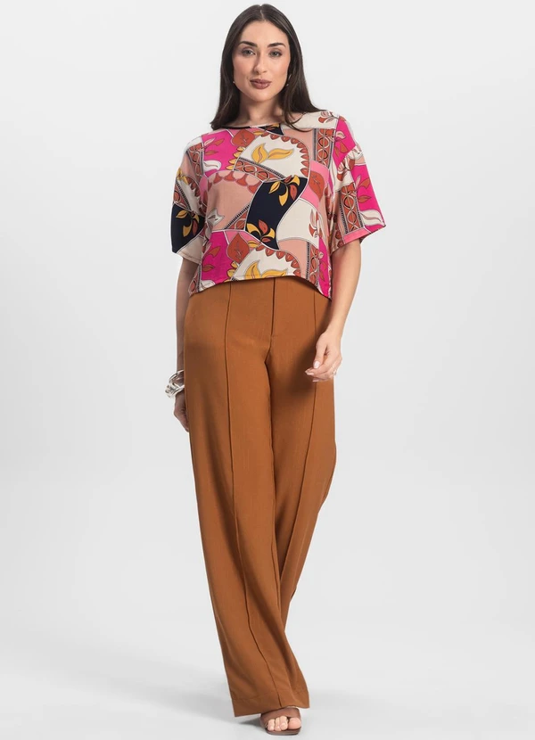 Infinita Cor - Blusa Feminina Estampada Rosa 3