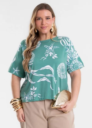 Secret Glam - Blusa Feminina Estampada Verde - SECRET GLAM