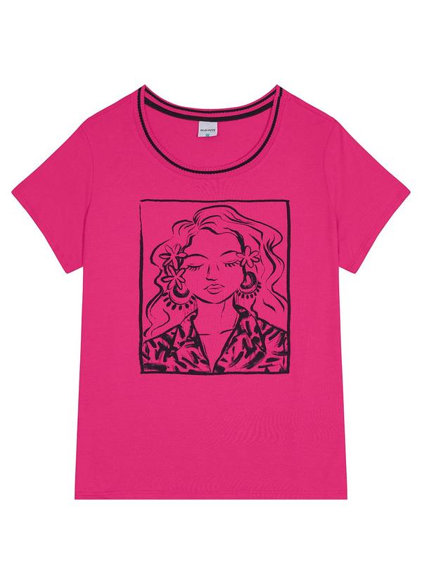 Malwee - Blusa Feminina Ilustração Plus Rosa