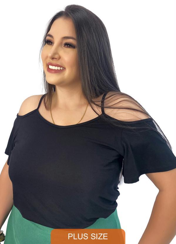 Miss Masy Plus - Blusa Feminina Leonor Preto