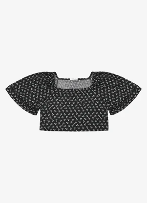 Secret Glam - Blusa Feminina Manga Ampla com Detalhe Preto - SECRET GLAM