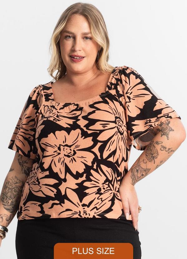 Secret Glam - Blusa Feminina Manga Ampla Marrom