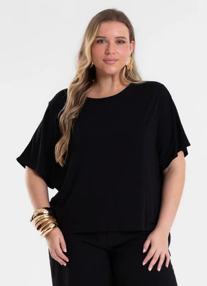 Secret Glam - Blusa Feminina Manga Ampla Preto - SECRET GLAM