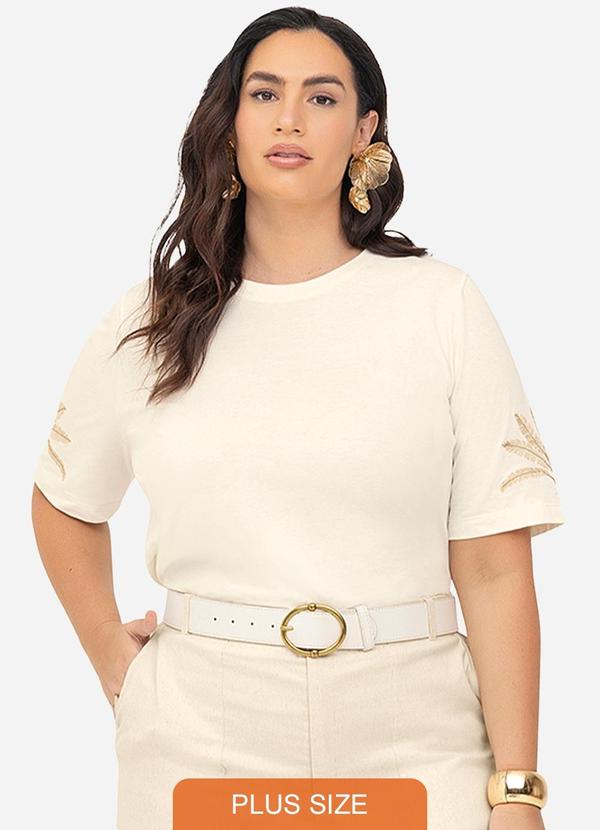 Secret Glam - Blusa Feminina Manga Curta Bege 1