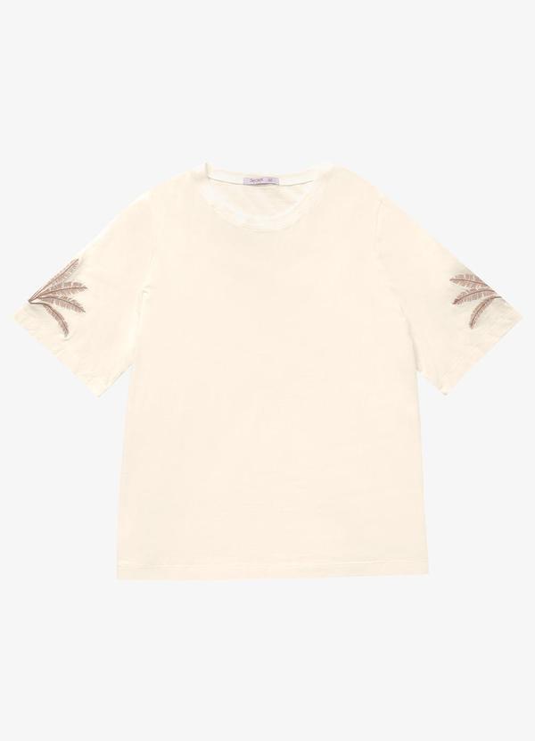 Secret Glam - Blusa Feminina Manga Curta Bege 2