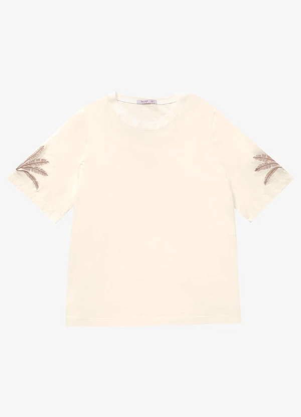 Secret Glam - Blusa Feminina Manga Curta Bege 2