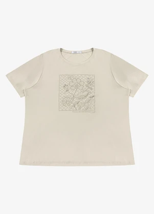 Secret Glam - Blusa Feminina Manga Curta com Estampa Bege - SECRET GLAM