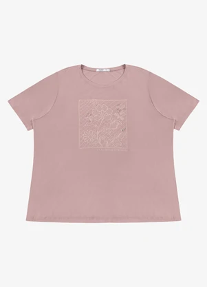 Secret Glam - Blusa Feminina Manga Curta com Estampa Rosa - SECRET GLAM