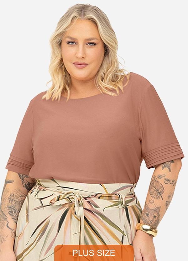 Secret Glam - Blusa Feminina Manga Curta Marrom