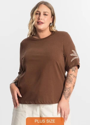 Secret Glam - Blusa Feminina Manga Curta Marrom - SECRET GLAM