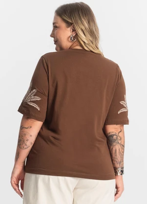 Secret Glam - Blusa Feminina Manga Curta Marrom - SECRET GLAM