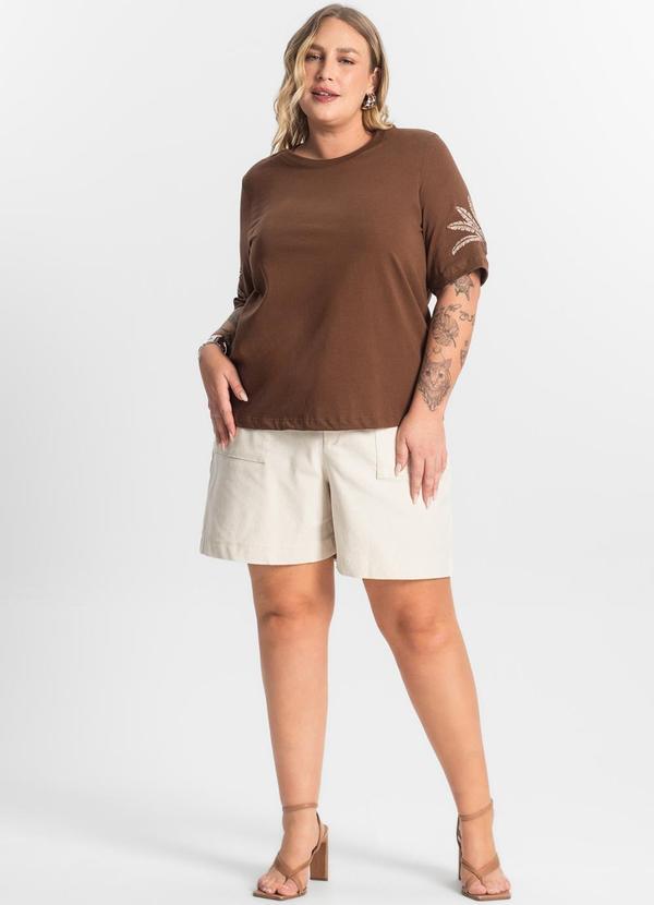 Secret Glam - Blusa Feminina Manga Curta Marrom 3