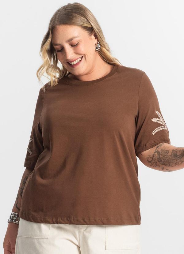 Secret Glam - Blusa Feminina Manga Curta Marrom 4