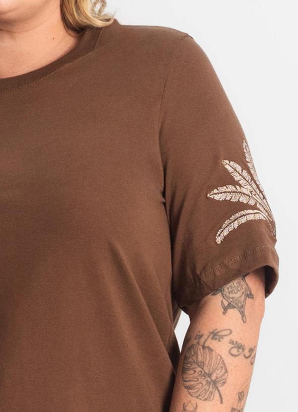 Secret Glam - Blusa Feminina Manga Curta Marrom 5