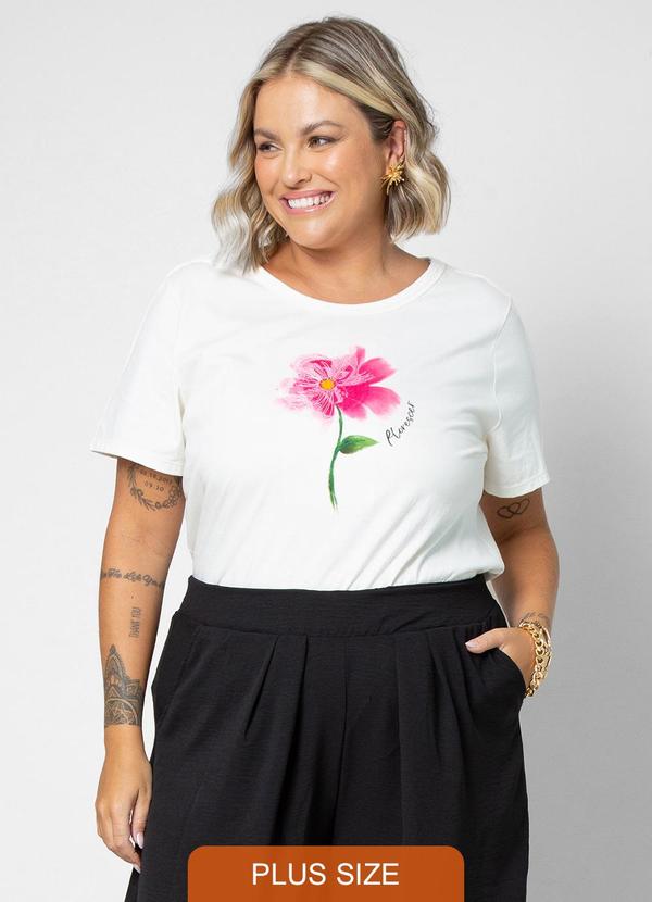 Secret Glam - Blusa Feminina Manga Curta Plus Size Bege