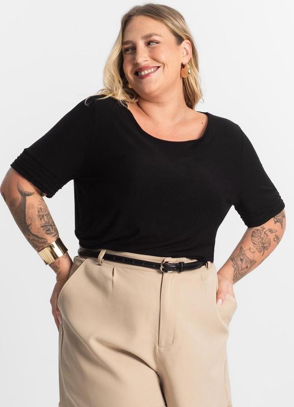 Secret Glam - Blusa Feminina Manga Curta Preto 4