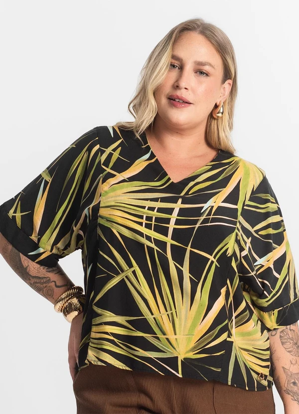 Secret Glam - Blusa Feminina Manga Curta Preto