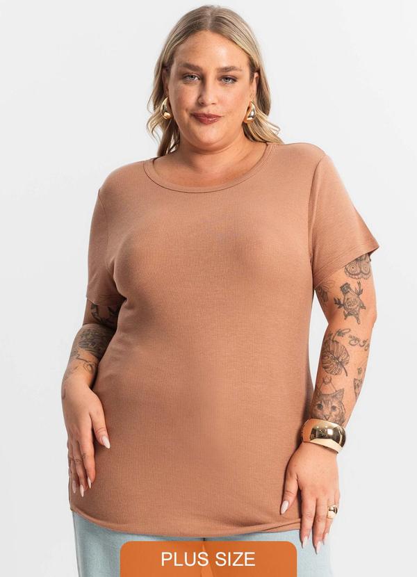 Rovitex - Blusa Feminina Manga Curta Ribana Sublime Marrom 1