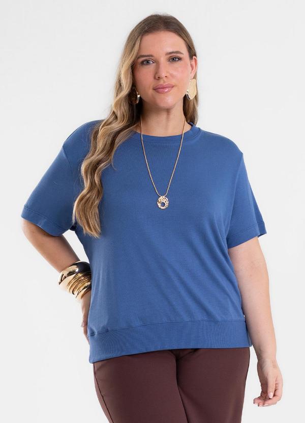 Secret Glam - Blusa Feminina Manga Curta Viscotricot Azul