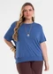 Secret Glam - Blusa Feminina Manga Curta Viscotricot Marrom - variação: Azul