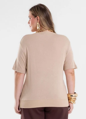 Secret Glam - Blusa Feminina Manga Curta Viscotricot Marrom - SECRET GLAM