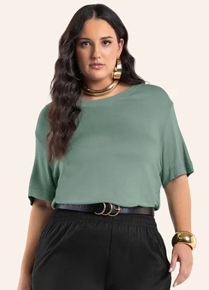 Secret Glam - Blusa Feminina Manga Curta Viscotricot Verde - SECRET GLAM