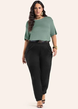 Secret Glam - Blusa Feminina Manga Curta Viscotricot Verde - SECRET GLAM