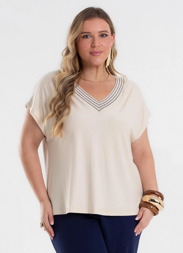 Secret Glam - Blusa Feminina Manga Morcego Bege