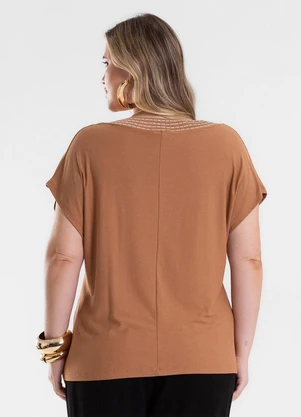 Secret Glam - Blusa Feminina Manga Morcego Marrom - SECRET GLAM