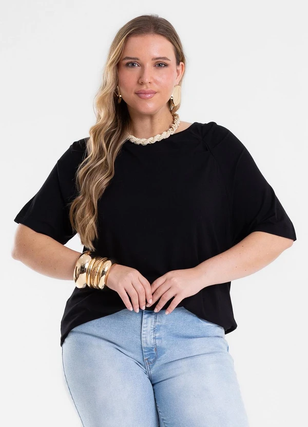 Secret Glam - Blusa Feminina Manga Raglan Preto
