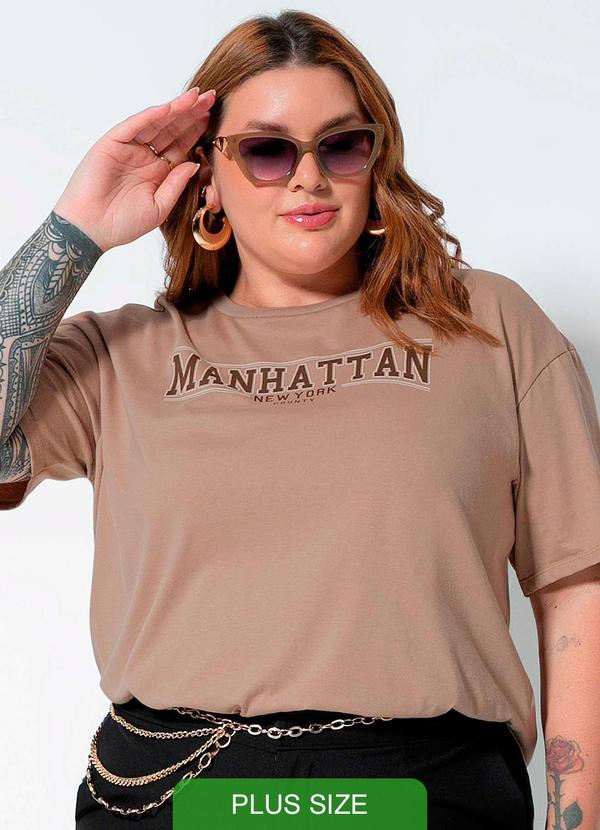 Cativa Plus Size - Blusa Feminina Plus com Estampa Marrom