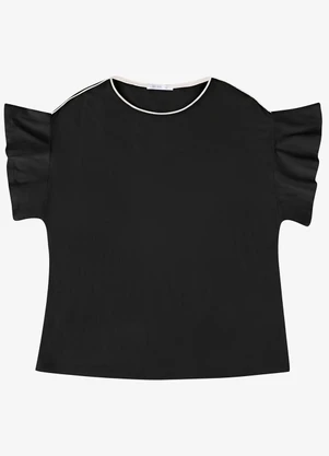 Secret Glam - Blusa Feminina Plus Evasê Manga Ampla  Preto - SECRET GLAM